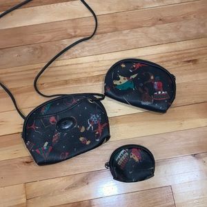 Vintage Allan Edward “Circus” Purse, Makeup Bag and Change Purse